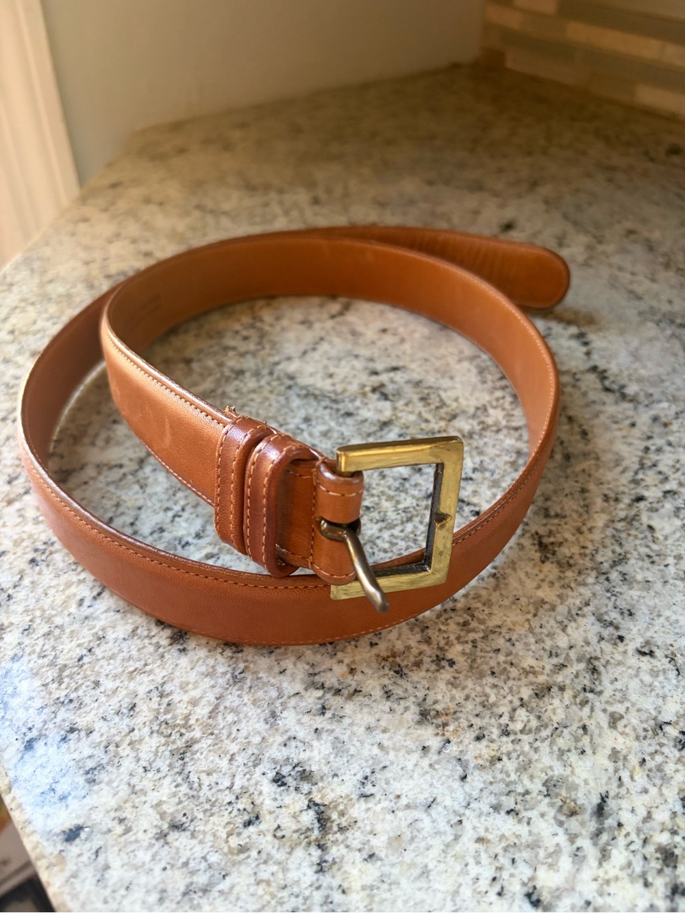Vintage Coach brown leather belt cognac brass buckle 36”